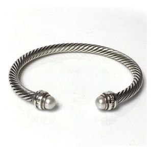 David Yurman Pearl Diamond Cable Cuff Bracelet